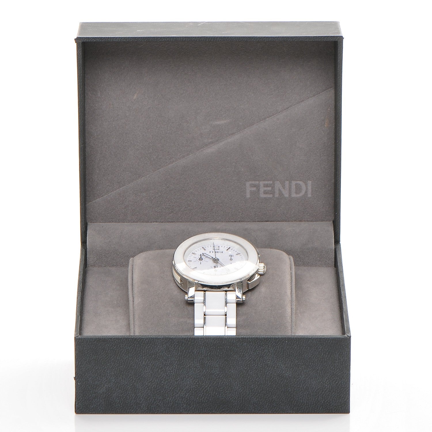 Fendi Stainless Steel Ceramic 38mm Chronograph Quartz Watch White 9 of 9