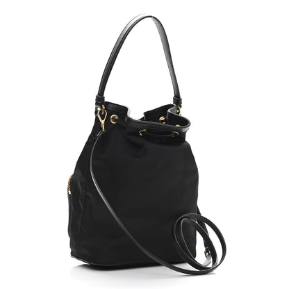 Prada Saffiano Tessuto Nylon Mini Bucket Crossbody Bag Black 3 of 11