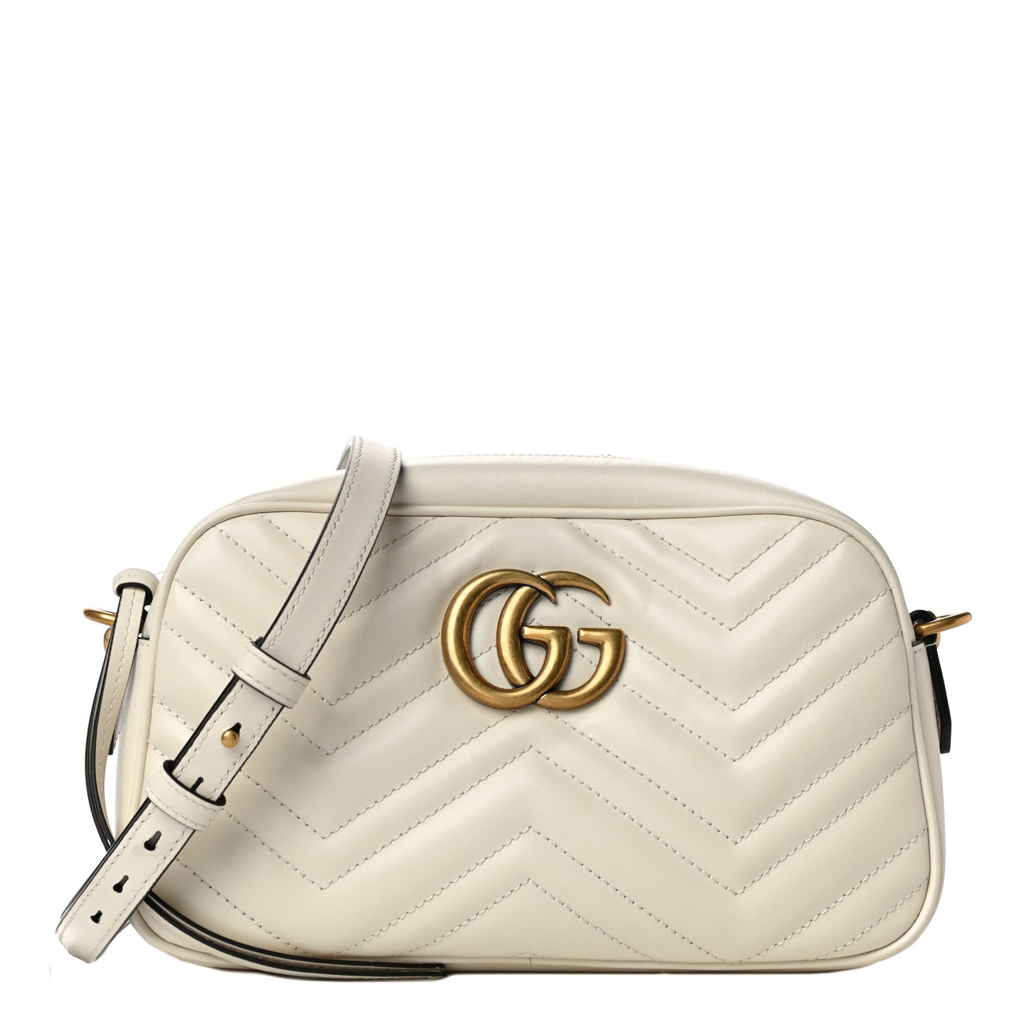 Calfskin Matelasse Small GG Marmont Chain Shoulder Bag White