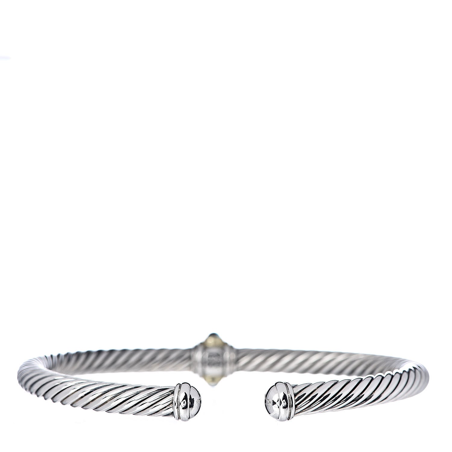 David Yurman Sterling Silver 14K Yellow Gold Chrome Diopside Blue Topaz 5mm Cable Renaissance Station Bracelet 3 of 5