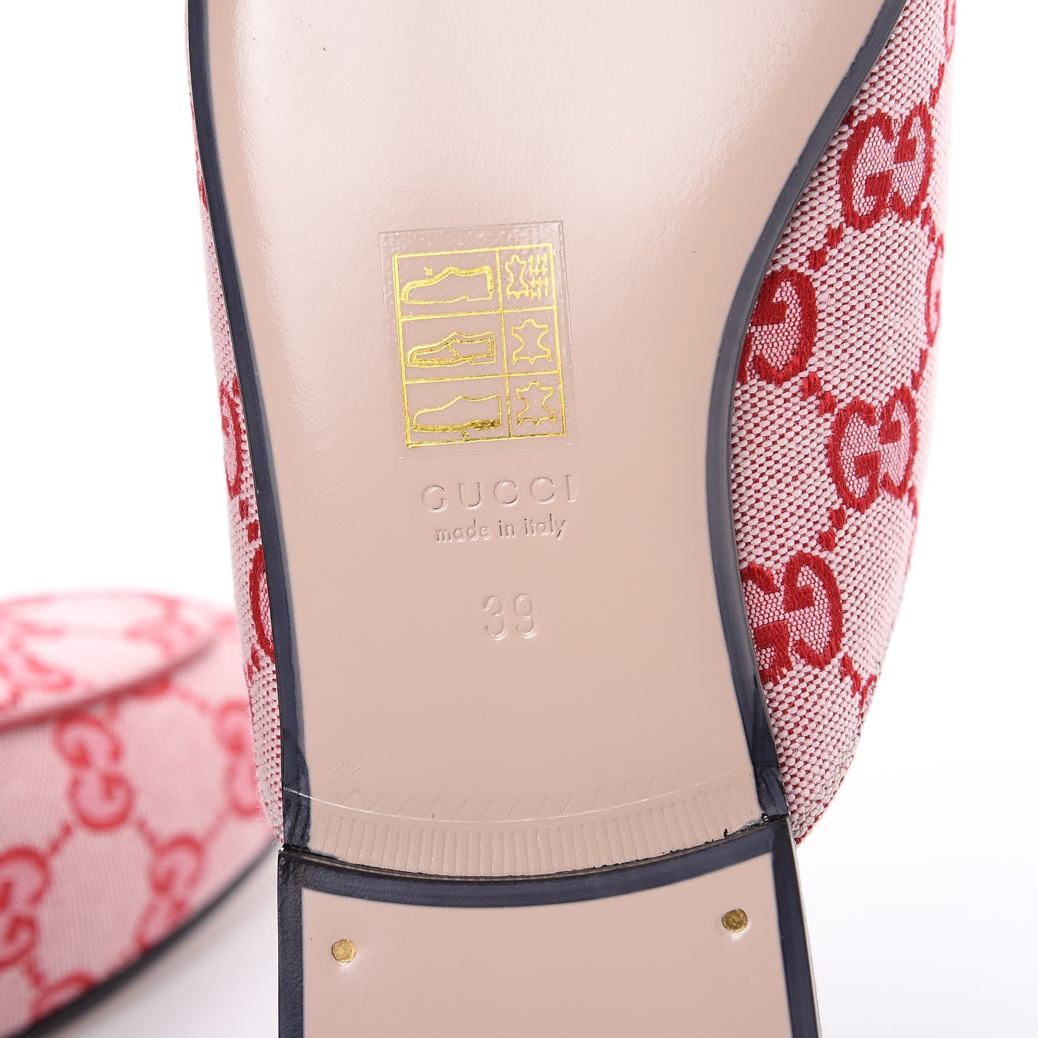 Gucci Canvas GG Monogram Horsebit Womens Princetown Slippers 39 Gardenia Hibiscus Red 7 of 10