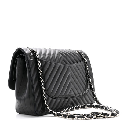 Chanel Lambskin Chevron Quilted Jumbo Double Flap Black 3 of 11