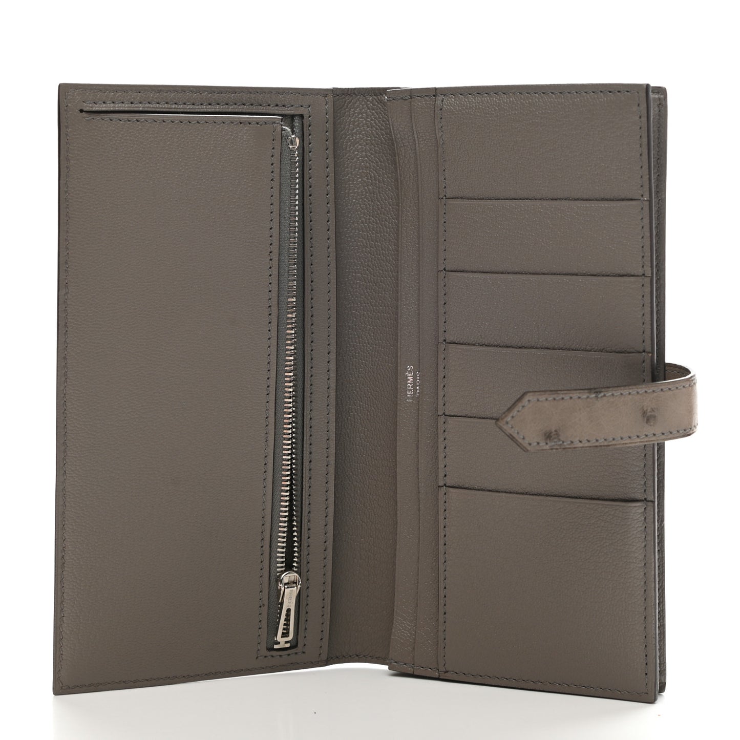 Ostrich Bearn Gusset Wallet Gris Tourterelle