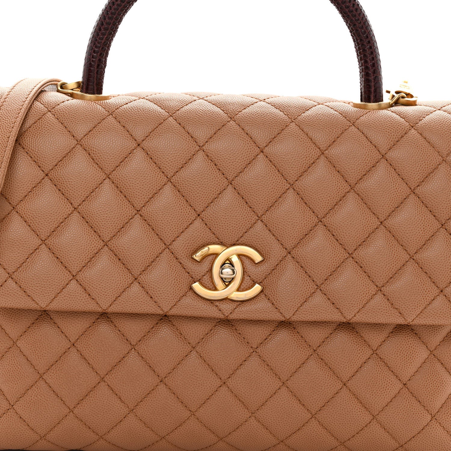 Chanel Caviar Lizard Quilted Medium Coco Handle Flap Light Beige 7 of 10