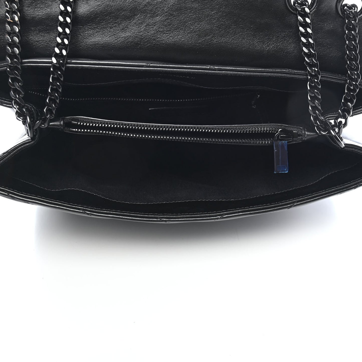 Calfskin Y Quilted Monogram Medium Loulou Chain Satchel Black