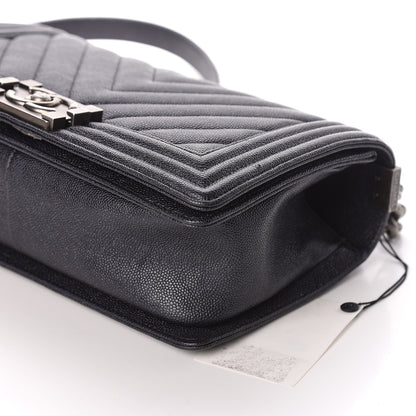 Chanel Caviar Chevron Quilted Medium Boy Flap Black 10 of 10