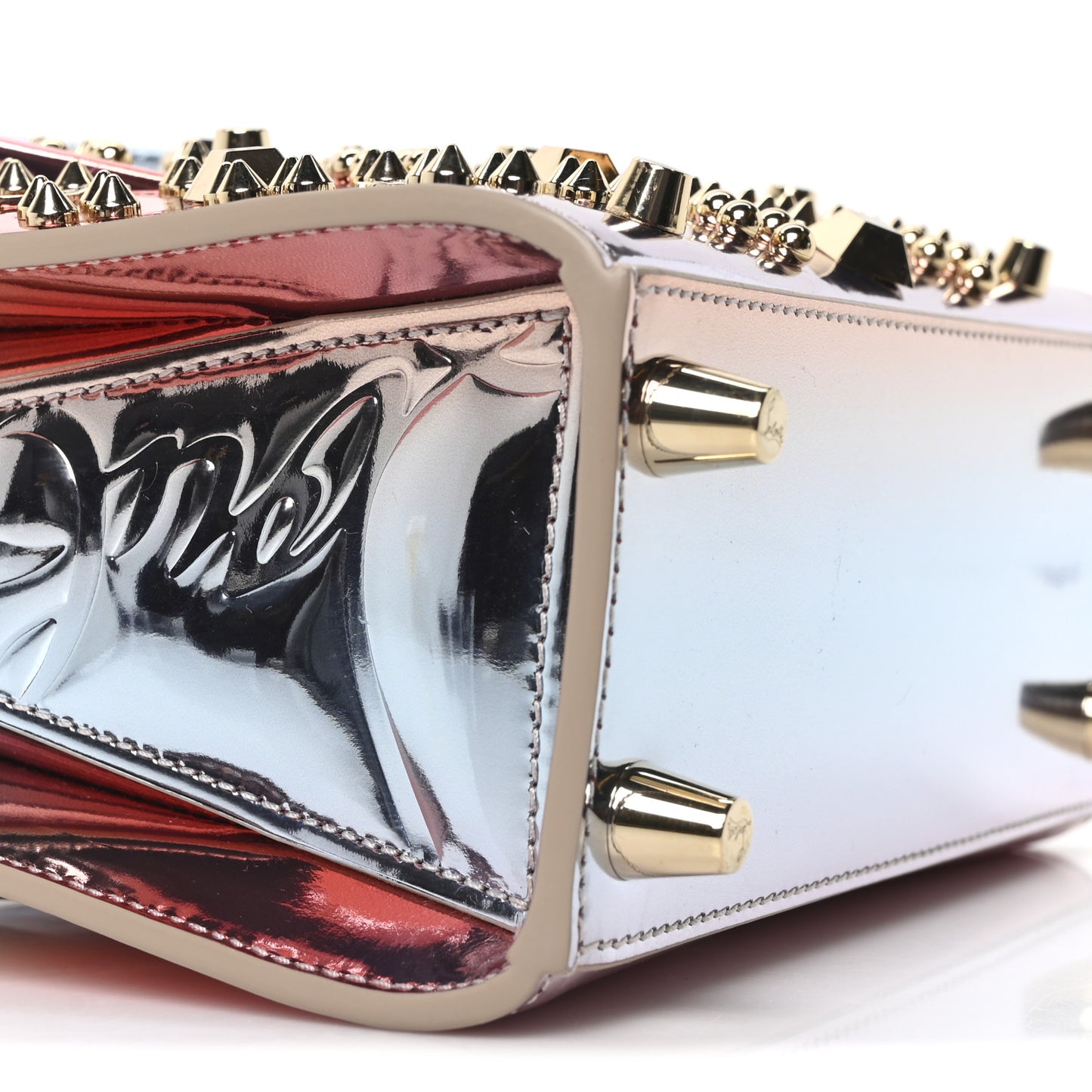 Mirror Degrade Spikes Loubinthesky Mini Paloma Leche Gold
