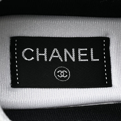 Chanel Mesh Suede Grained Calfskin Womens CC Sneakers 37.5 Black White 7 of 9
