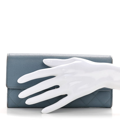 Chanel Grained Calfskin Quilted CC Box Flap Wallet Blue 2 of 13