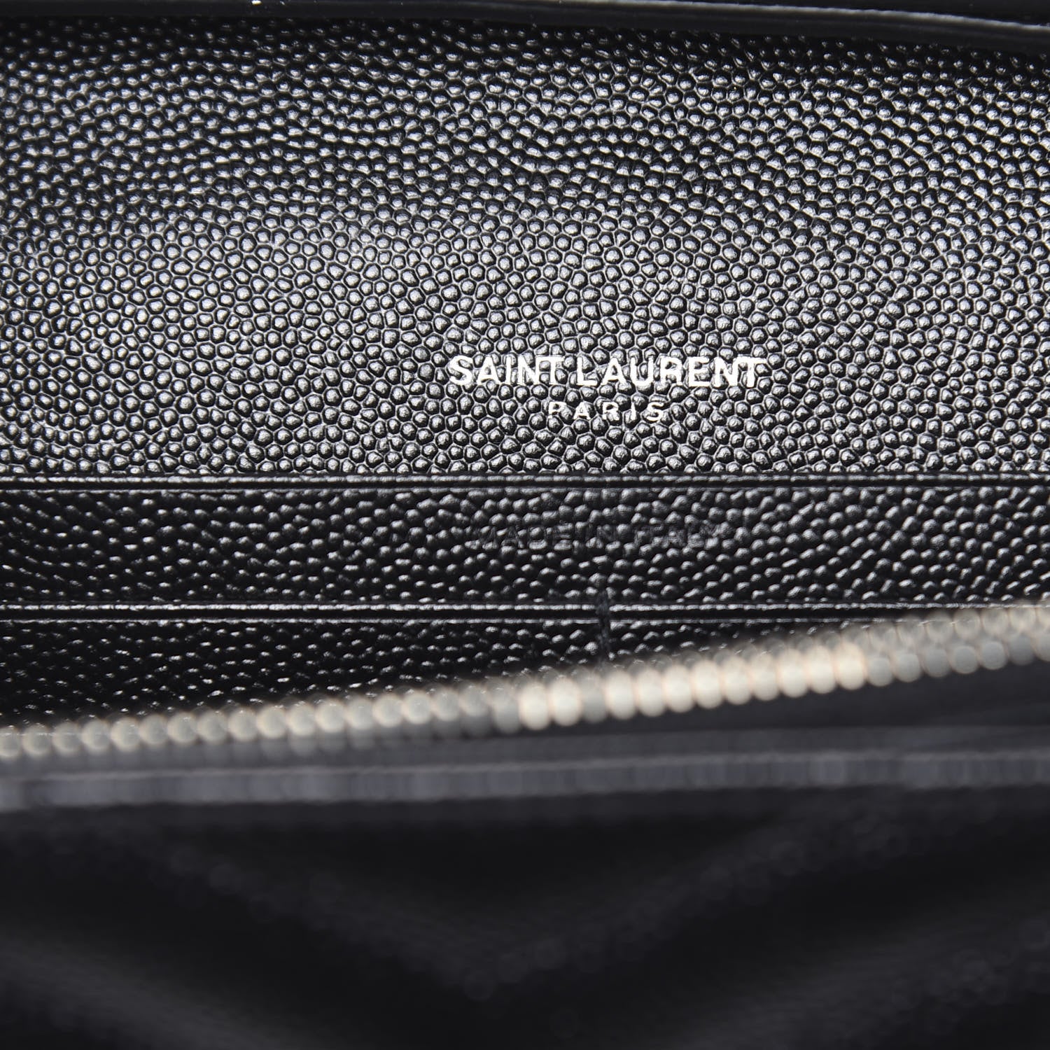 Saint Laurent Grain De Poudre Matelasse Chevron Monogram Chain Wallet Black 6 of 11