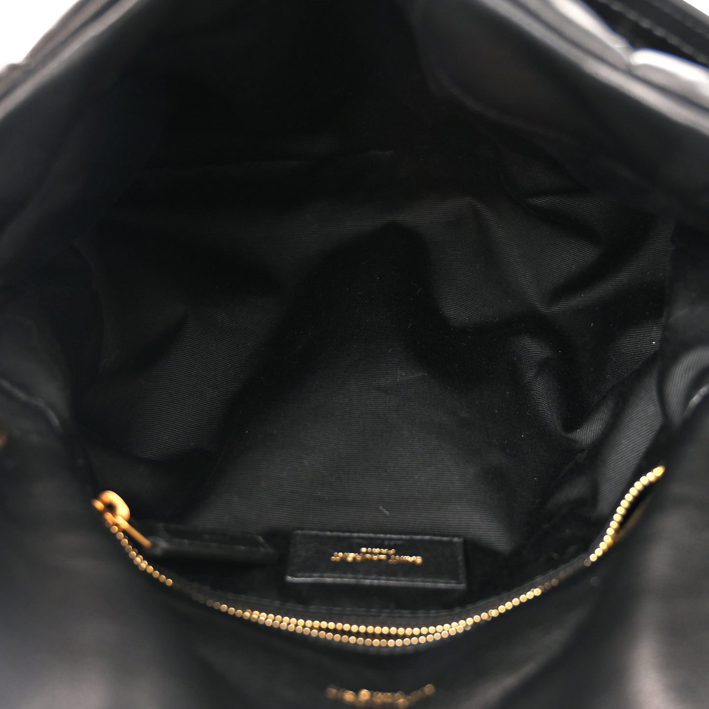 Lambskin Quilted Small Loulou Puffer Monogram Chain Satchel Black