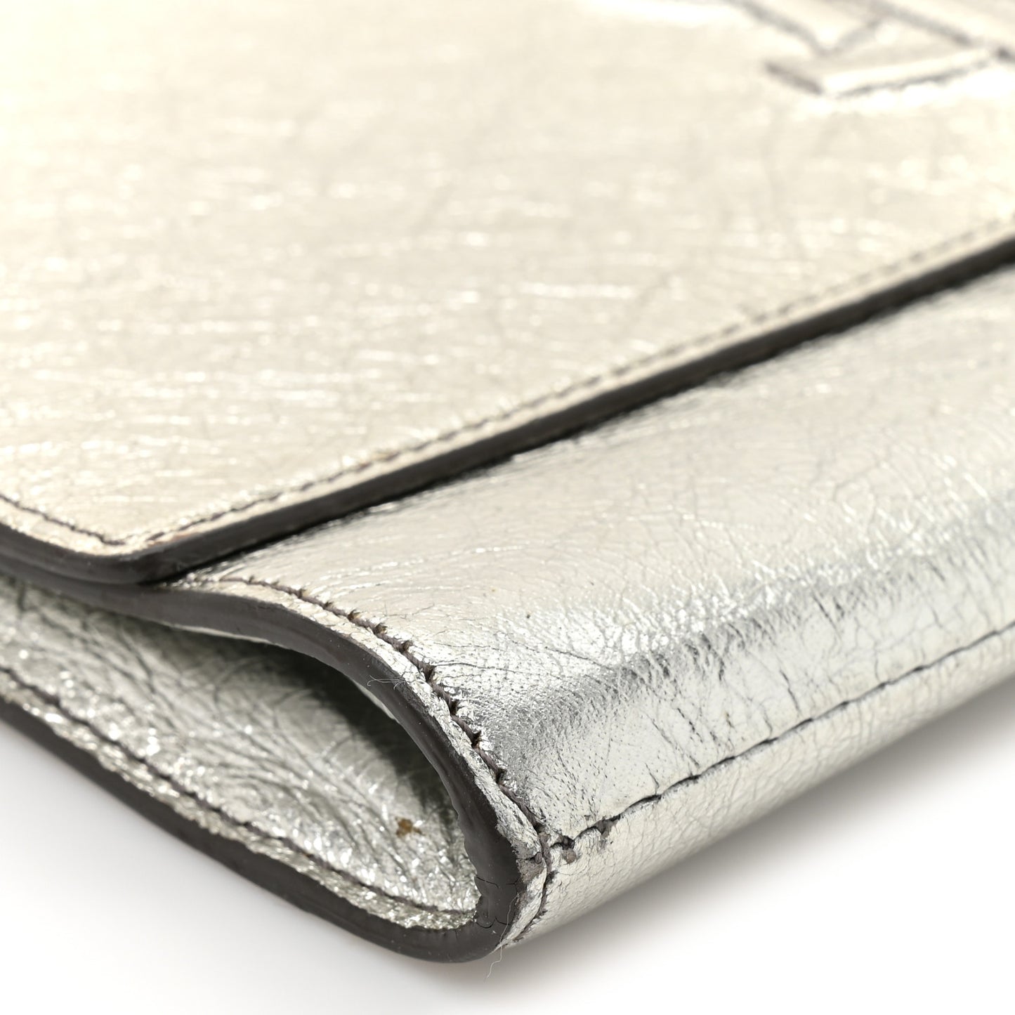 Metallic Calfskin Monogram Large Belle De Jour Clutch Silver