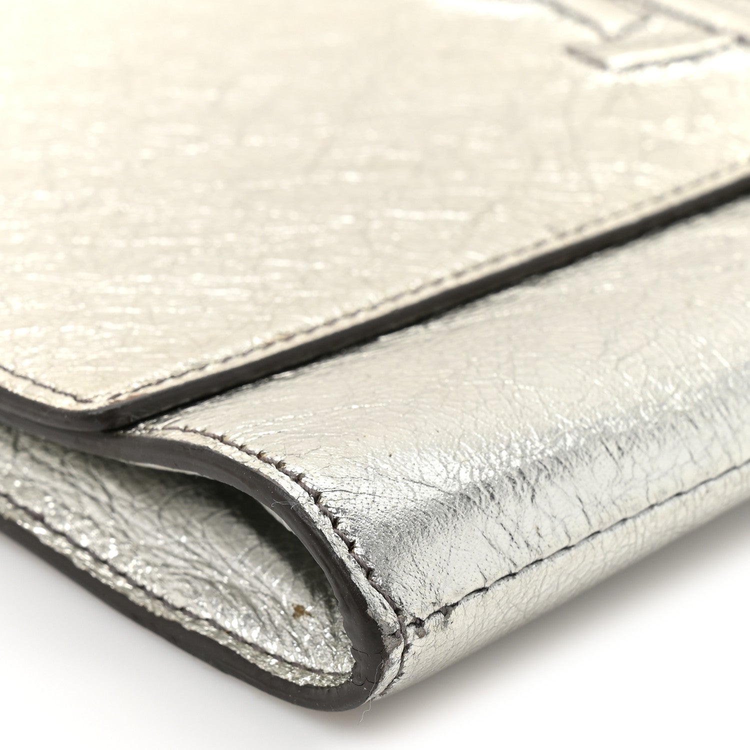 Saint Laurent Metallic Calfskin Monogram Large Belle De Jour Clutch Silver 10 of 11