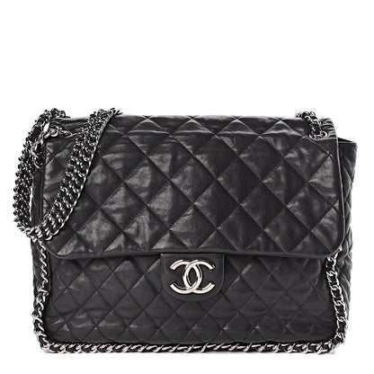 Chanel Washed Lambskin Quilted Maxi Chain Around Flap Black 1 of 15