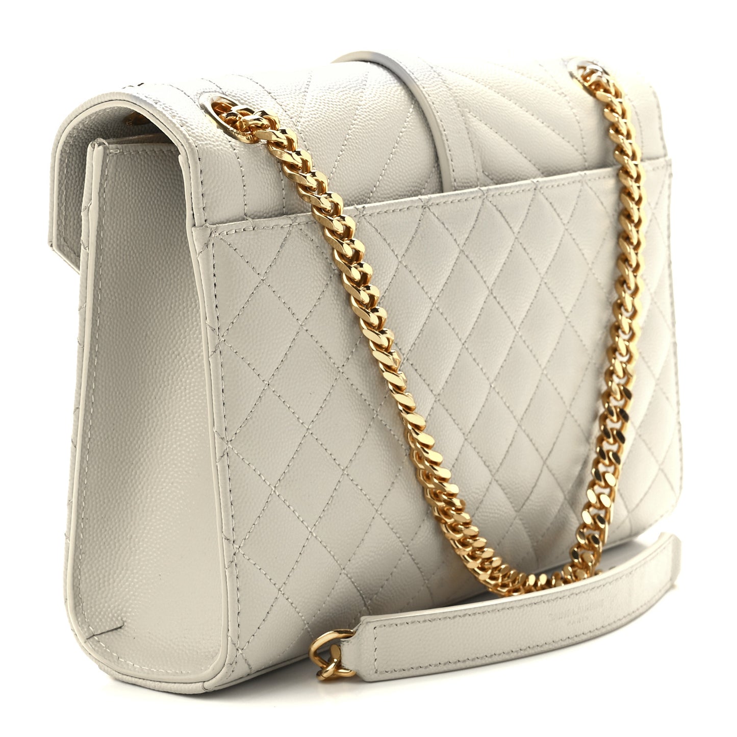 Grain De Poudre Textured Mixed Matelasse Medium Triquilt Monogram Satchel Crema Soft