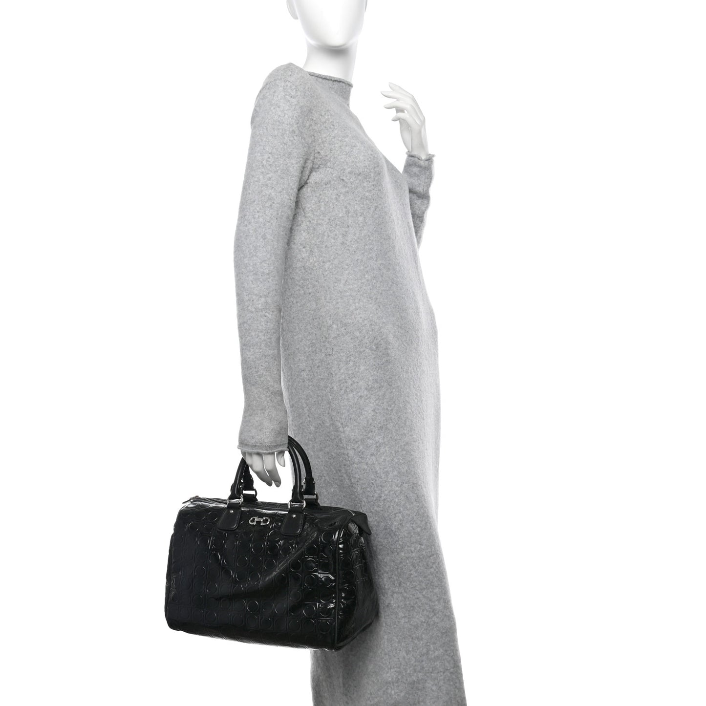 Patent Gancini Embossed  Black