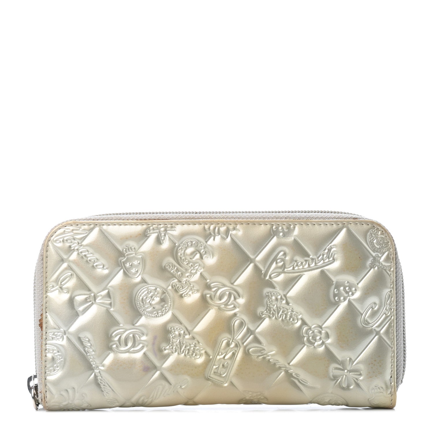 Chanel Patent Calfskin Lucky Symbols Zip Around Wallet Silver 1 of 5