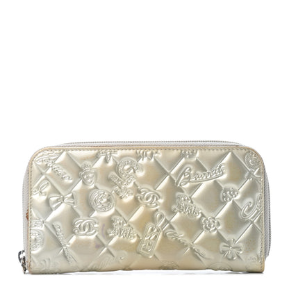 Chanel Patent Calfskin Lucky Symbols Zip Around Wallet Silver 1 of 5