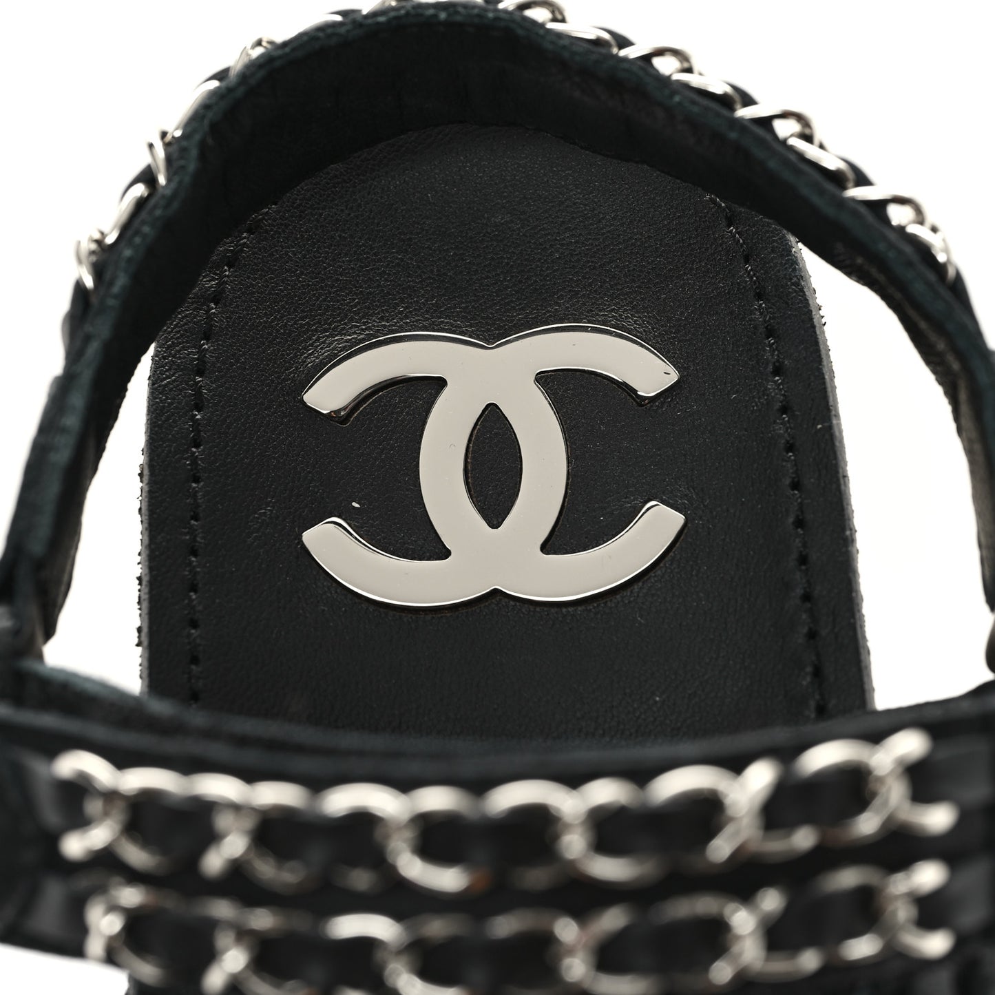 Lambskin Chain Sandals 39 Black