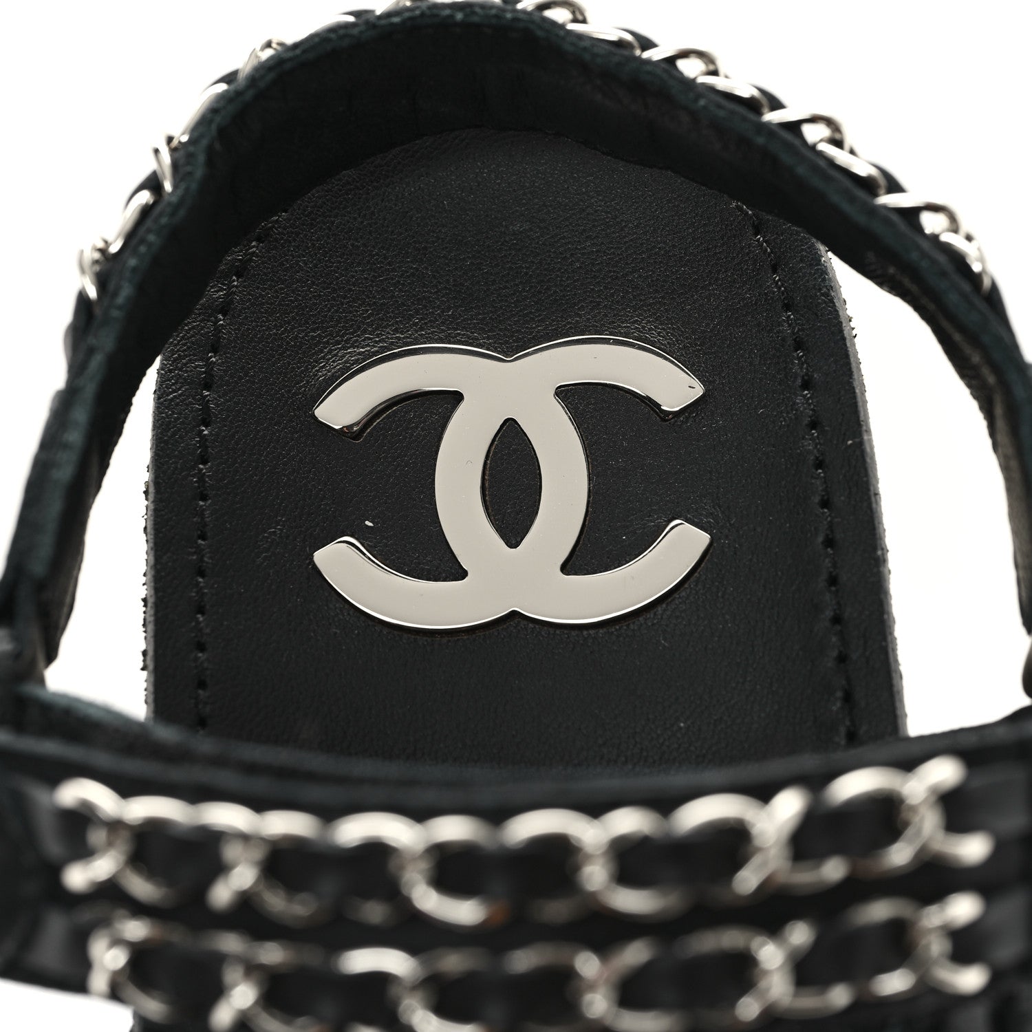 Chanel Lambskin Chain Sandals 39 Black 8 of 9