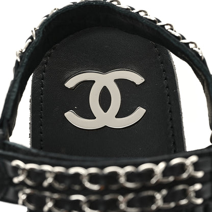 Chanel Lambskin Chain Sandals 39 Black 8 of 9
