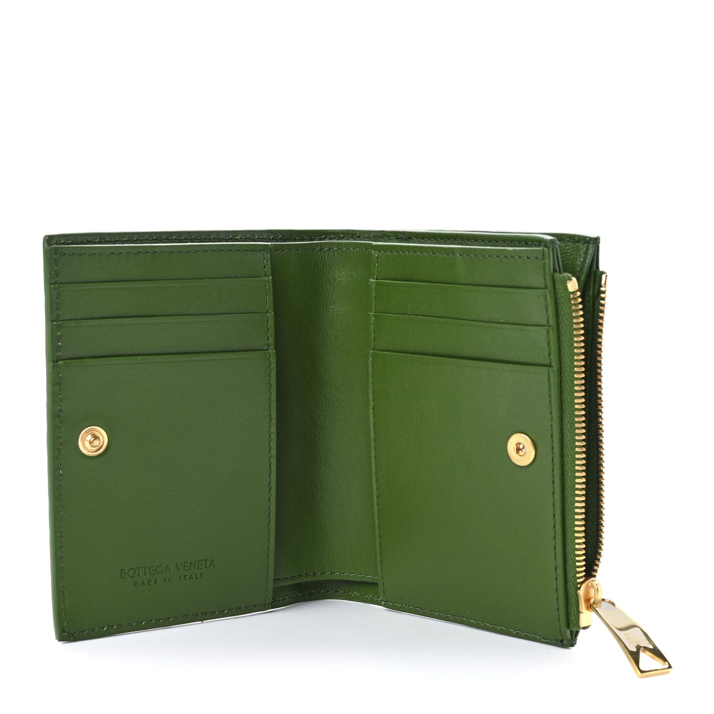 Nappa Intrecciato Card Holder Green
