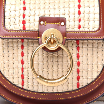 Chloe Calfskin Raffia Embroidered Small Tess Bag Sepia Brown 10 of 10