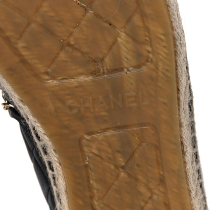 Chanel Lambskin Grosgrain Quilted CC Chain Espadrilles 38 Black 6 of 12