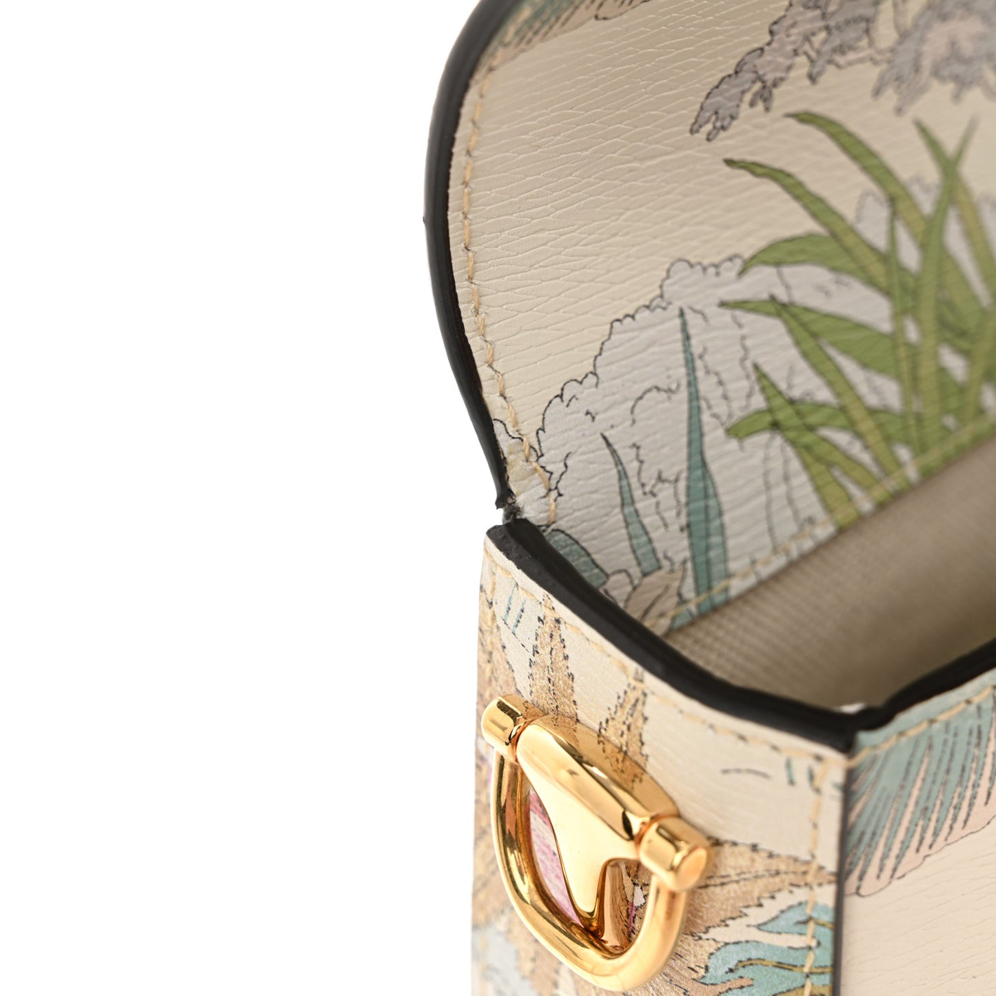 New Shangai Calfskin Tiger Savanah Web Mini Horsebit 1955 Shoulder Bag Chalky White Multicolor