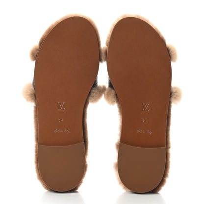 Louis Vuitton Mink Fur Monogram Lock It Flat Mule 36 Cognac 5 of 8