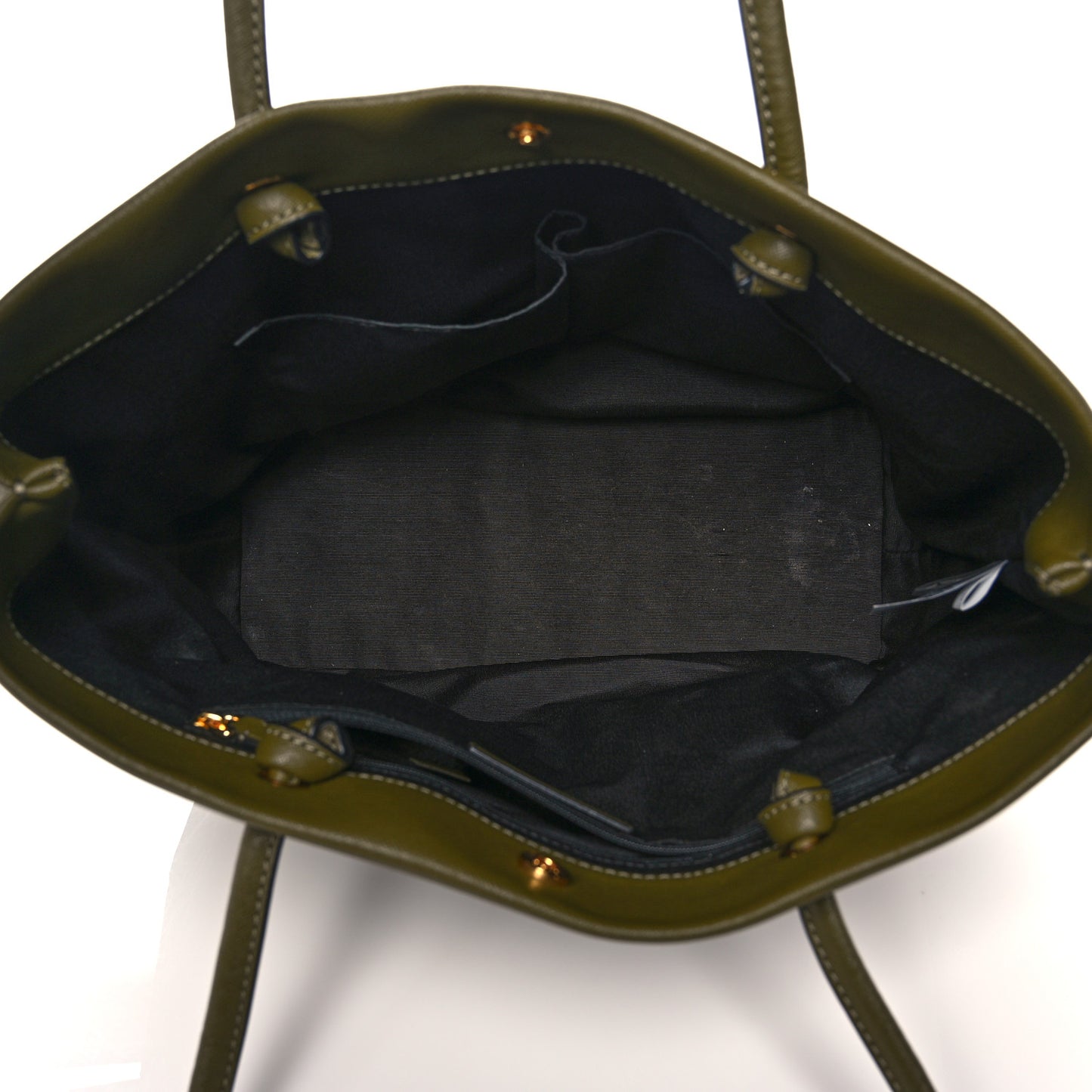 Calfskin Embossed Logo East West Shopper Tote Olive Geen