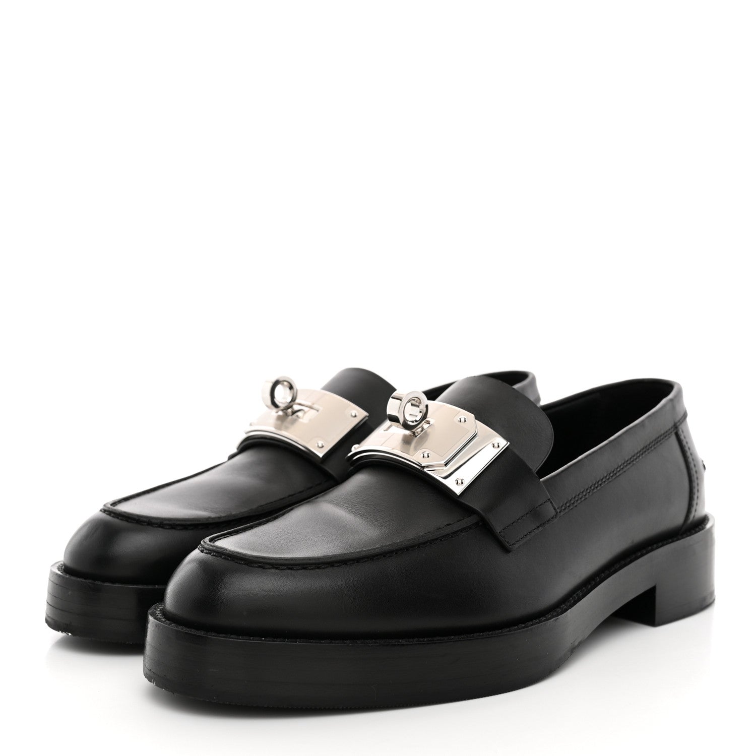 Hermes Calfskin Womens Hot Loafer 38 Black 4 of 14