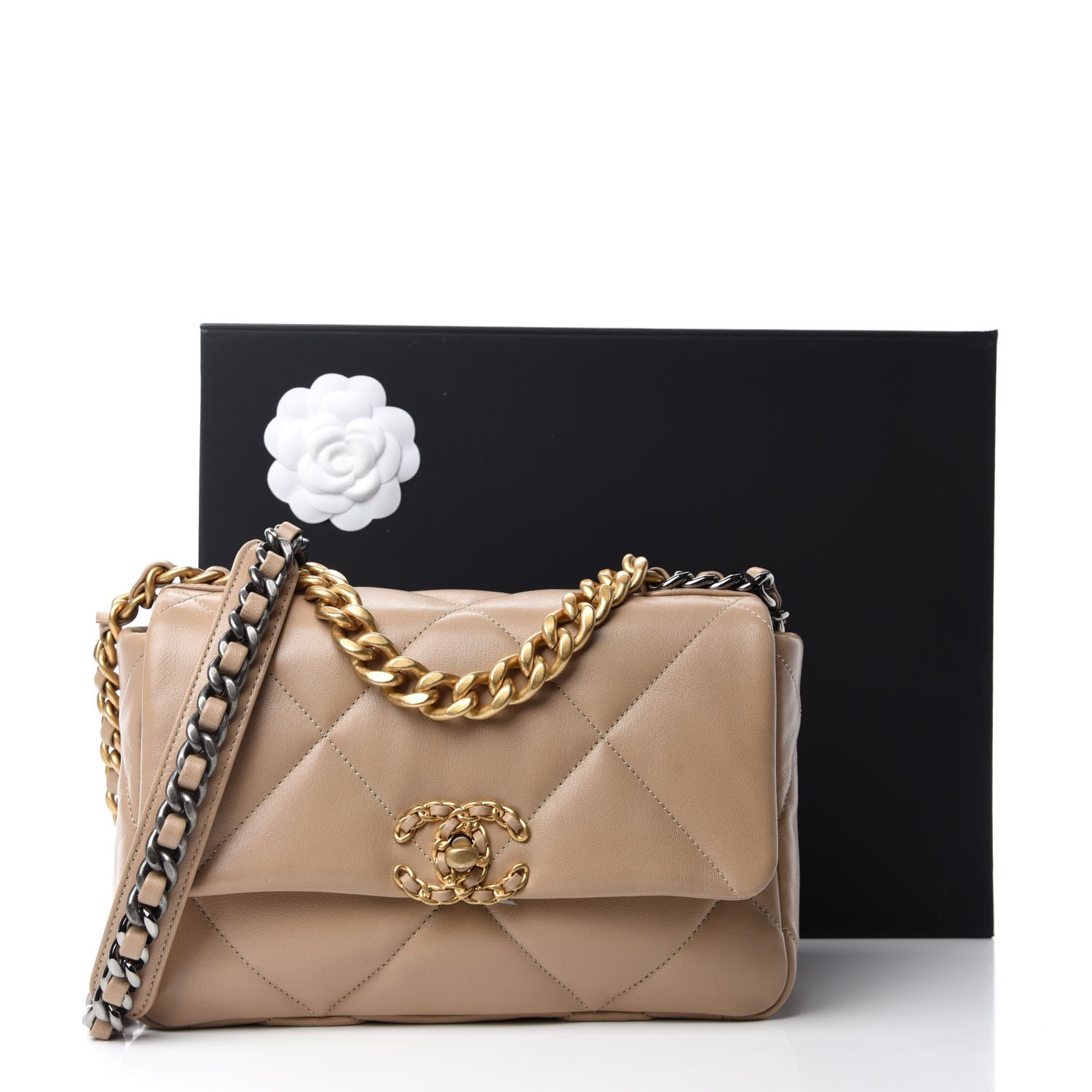 Chanel Lambskin Quilted Medium Chanel 19 Flap Dark Beige 11 of 11