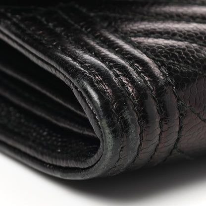 Chanel Caviar Chevron Quilted Large Boy Gusset Flap Wallet Black 10 of 11