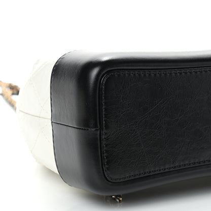 Chanel Aged Calfskin Quilted Small Gabrielle Backpack Black White 8 of 9