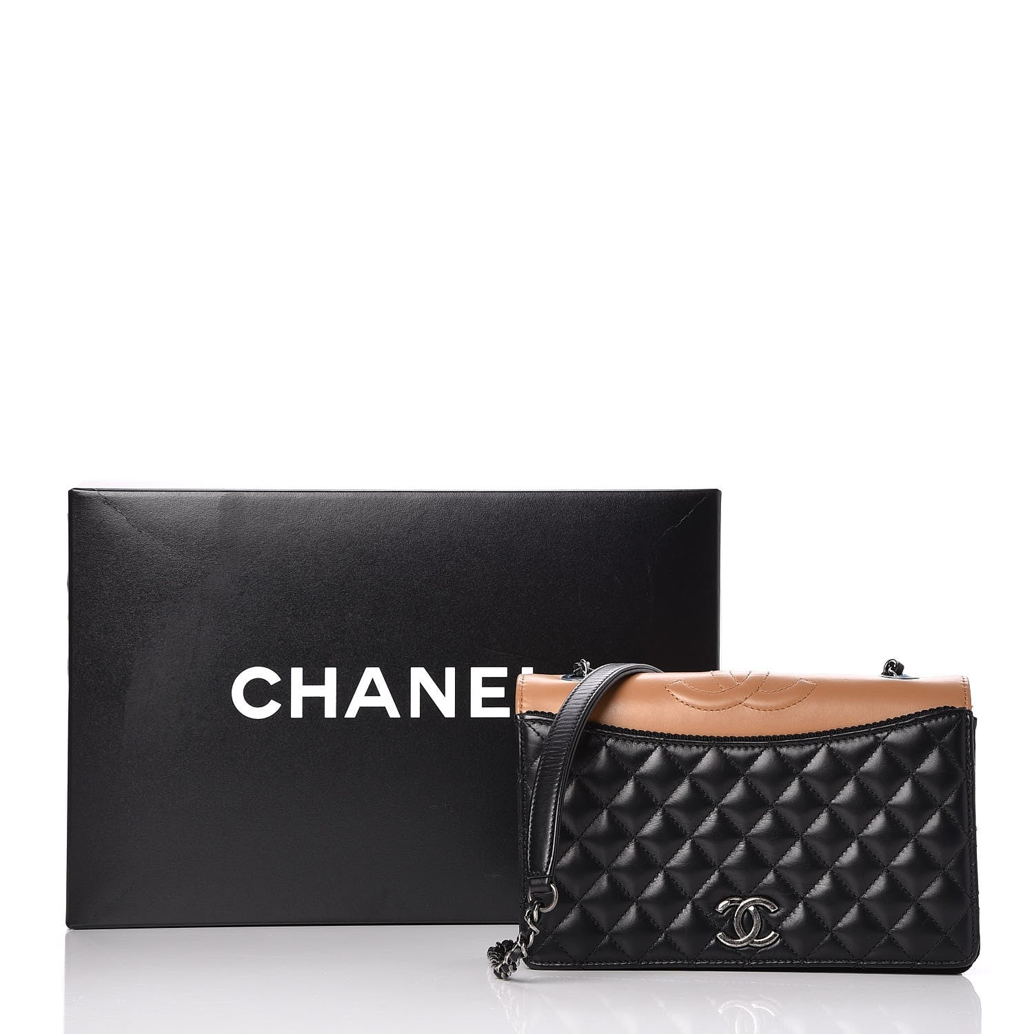 Chanel Calfskin Quilted Small Ballerine Flap Black Beige 10 of 10