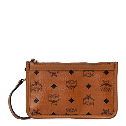 MCM Visetos Wristlet Zip Pouch Cognac 1 of 11