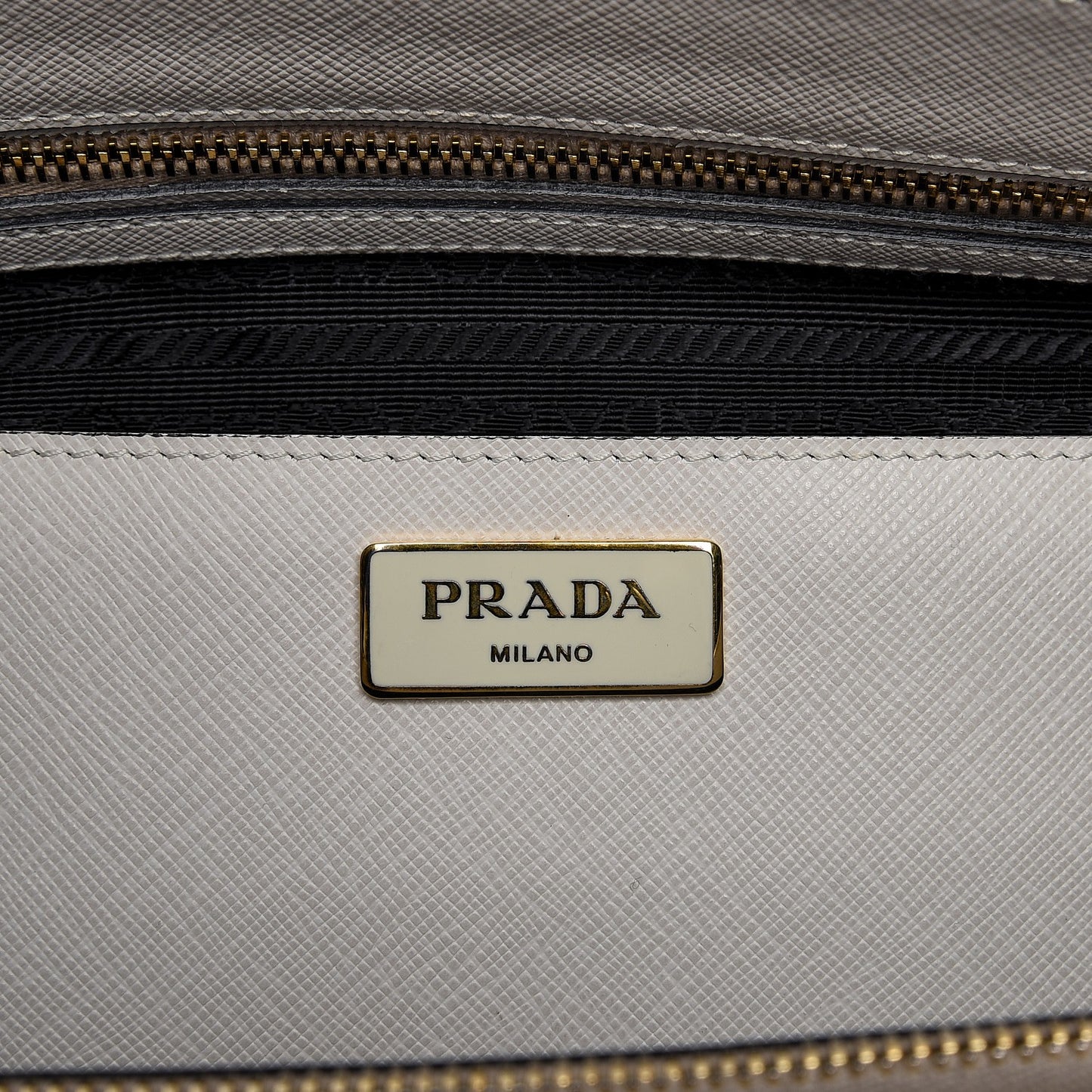 Saffiano Lux Colorblock Medium Galleria Double Zip Tote Black Talco