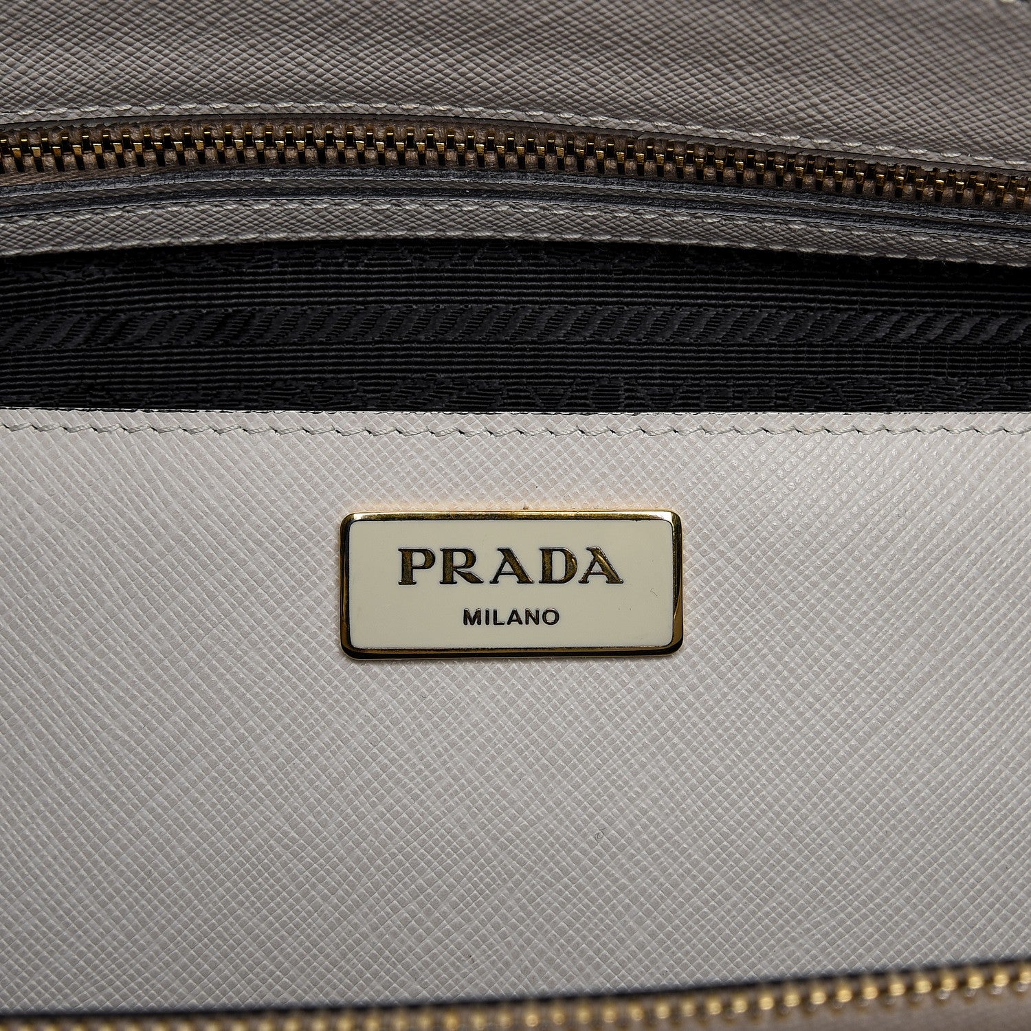 Prada Saffiano Lux Colorblock Medium Galleria Double Zip Tote Black Talco 7 of 14
