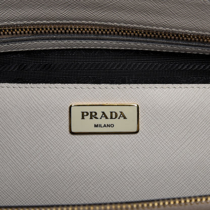 Prada Saffiano Lux Colorblock Medium Galleria Double Zip Tote Black Talco 7 of 14