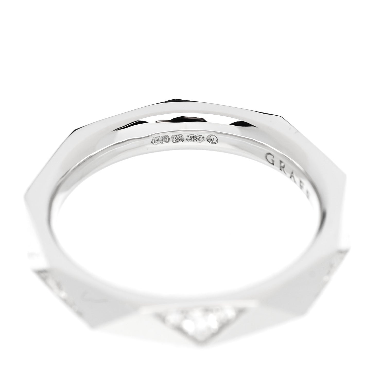 18K White Gold Diamond Laurence Graff Faceted Signature Wedding Band Ring 48 4.5