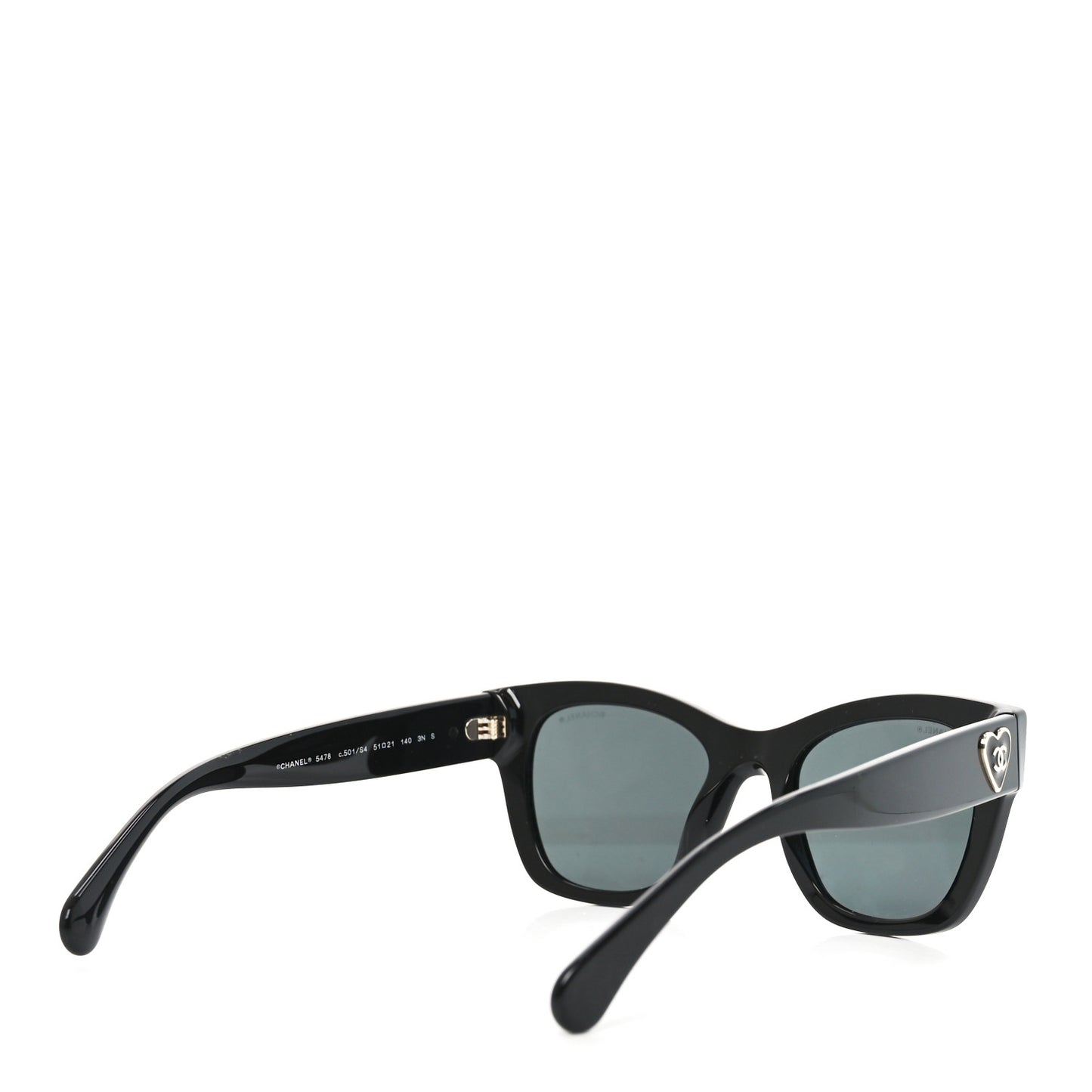 Acetate Square CC Heart Sunglasses 5478 Black