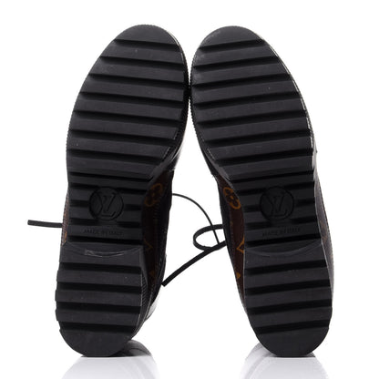 Louis Vuitton Suede Calfskin Monogram Laureate Platform Desert Boots 37 Black 7 of 10
