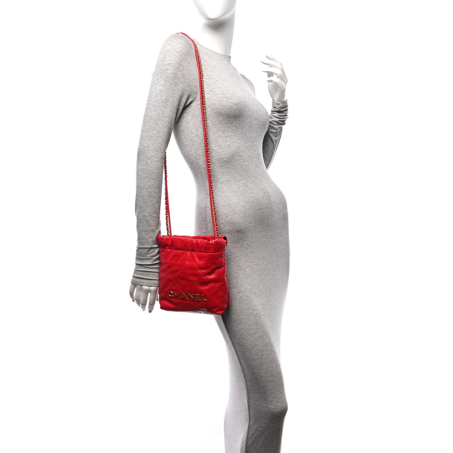 Chanel Shiny Calfskin Quilted Mini Chanel 22 Red 2 of 10