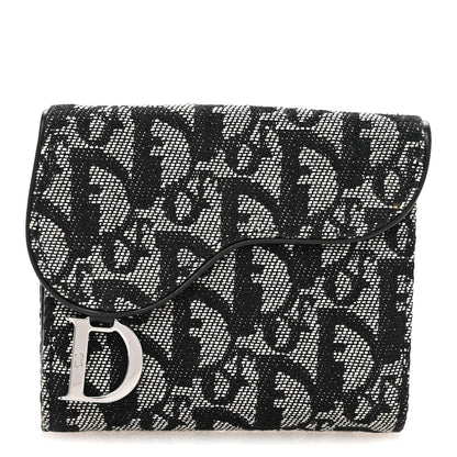 Christian Dior Monogram Compact Saddle Wallet Black 1 of 10