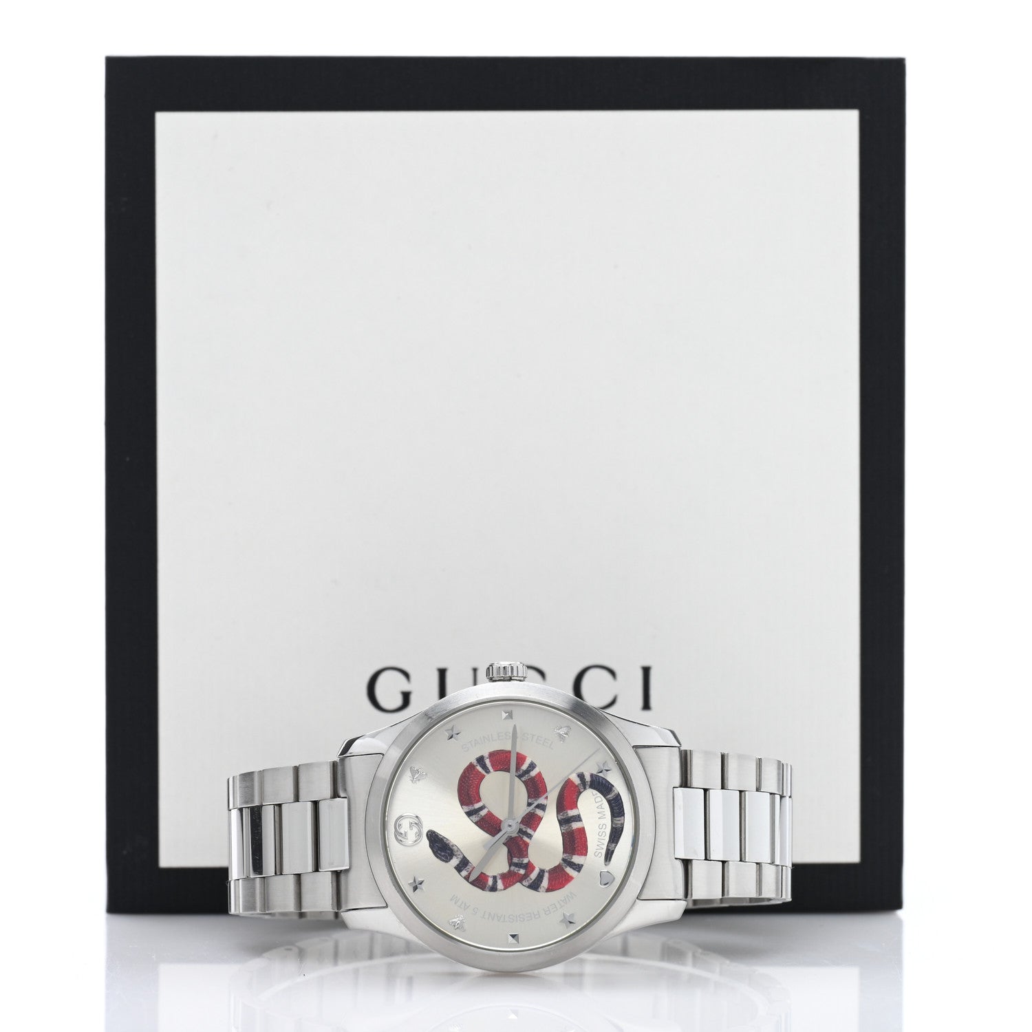 Gucci Stainless Steel 38mm G-Timeless Snake Quartz Watch 5 of 5