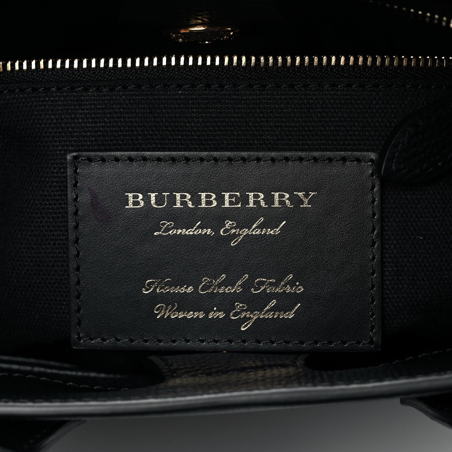 Burberry Grainy Calfskin House Check Small Banner Tote Black 5 of 11