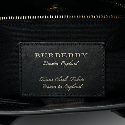 Burberry Grainy Calfskin House Check Small Banner Tote Black 5 of 11