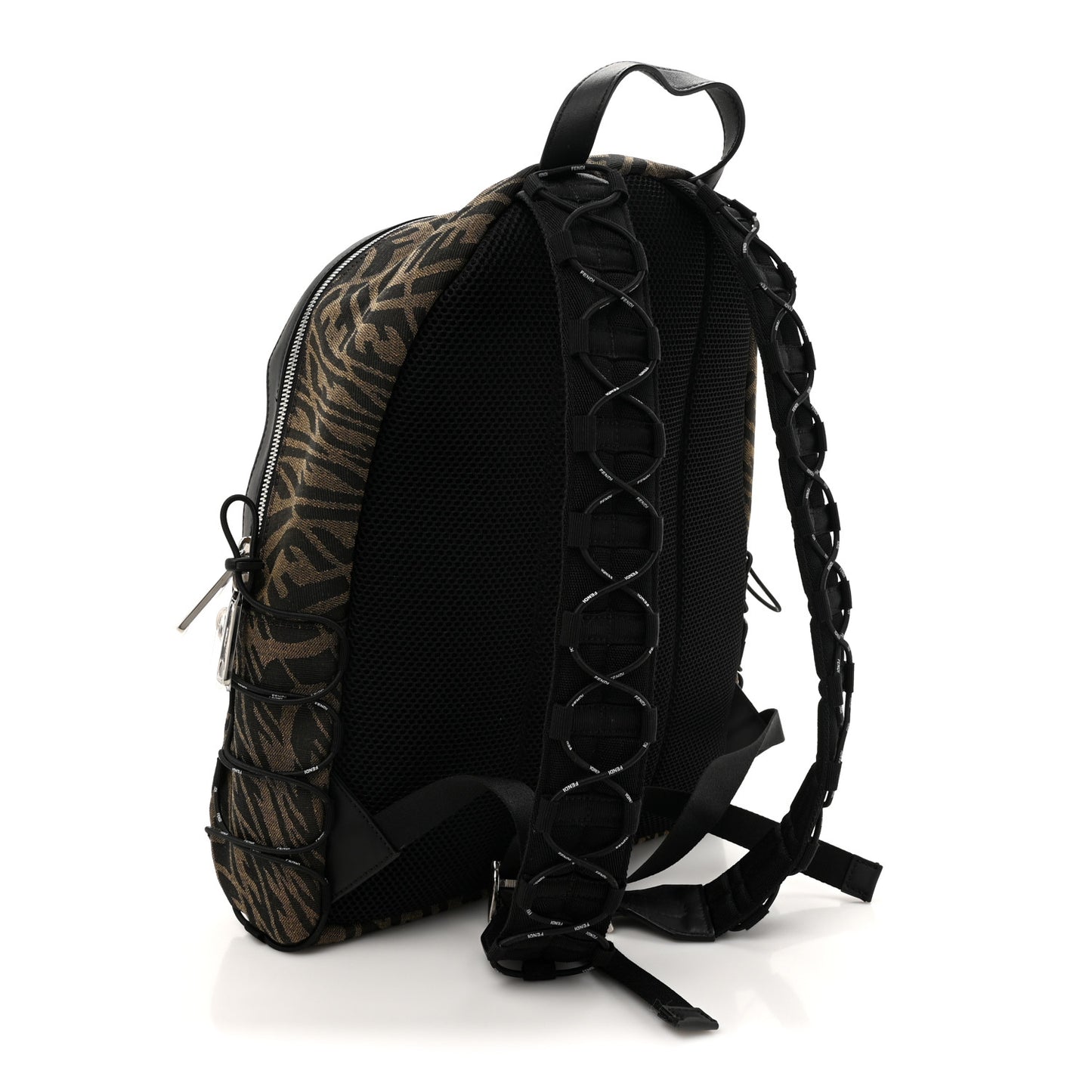 X SARAH COLEMAN Fabric Jacquard Vitello Grace Light Woven Lanyard FF Vertigo Pouch Pocket Backpack Tobacco Moro Black