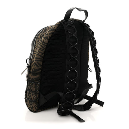 Fendi X SARAH COLEMAN Fabric Jacquard Vitello Grace Light Woven Lanyard FF Vertigo Pouch Pocket Backpack Tobacco Moro Black 3 of 10